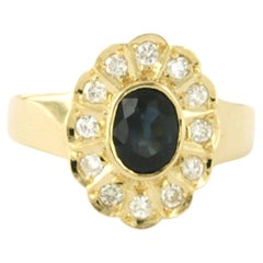 Ring mit Saphir und Diamanten im Brillantschliff bis zu 0,24 Karat, 14-karätiges Gold, 4,6 Gramm