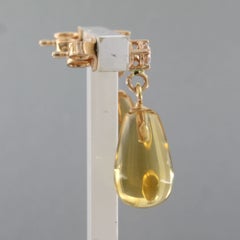 Earrings with citrine and brilliant cut diamond sup to 0.26ct 18k gold 4.1 grams