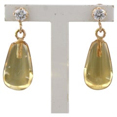 Earrings with citrine and brilliant cut diamond sup to 0.26ct 18k gold 4.1 grams