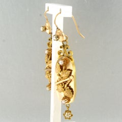 VICTORIAN earrings with pearls 14k gold 3.6 grams