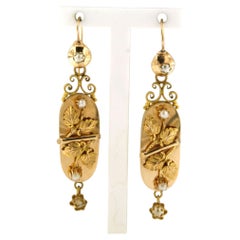 VICTORIAN earrings with pearls 14k gold 3.6 grams