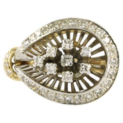Ring with brilliant and single cut diamonds up to 0.64ct 14k gold 8.9 grams