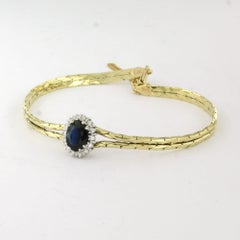 Bracelet with sapphire and brilliant cut diamonds up to 0.14ct 14k gold 12.2 gr