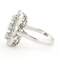 Ring mit Brillanten und Diamanten im Einfachschliff bis zu 0,85 Karat, 14-karätiges Gold