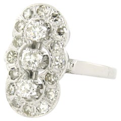 Ring mit Brillanten und Diamanten im Einfachschliff bis zu 0,85 Karat, 14-karätiges Gold