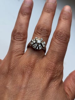 Ring with brilliant cut diamonds up to 1.20ct 14k white gold 6.4 grams