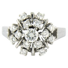 Ring with brilliant cut diamonds up to 1.20ct 14k white gold 6.4 grams
