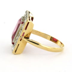 Antique ring with ruby and rose cut diamonds up to 0.50ct 18k gold 5.2 grams
