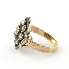 VICTORIAN ring with rose cut diamonds up to 0.70ct 4.0 grams 14k gold, silver