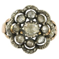 VICTORIAN ring with rose cut diamonds up to 0.70ct 4.0 grams 14k gold, silver