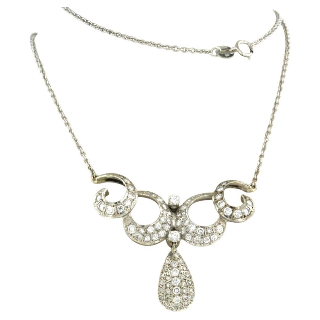 Platinum Necklace with 1.75ct Diamond Centerpiece, Antique 1910