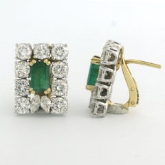 Earrings with emerald up to 5.00ct and diamonds up to 5.00ct 18k gold 16.2 grams