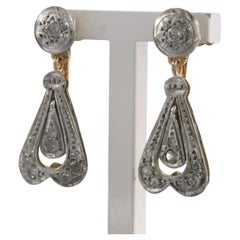 Earrings with single cut diamonds up to 0.20ct 18k gold 7.5 grams