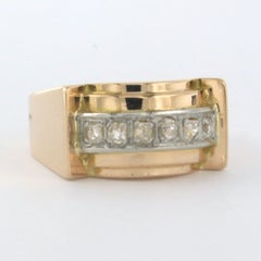 RETRO ring with old mine cut diamonds up to 0.24ct 18k gold and platinum