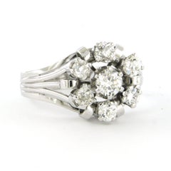 ART NOUVEAU Ring with old mine cut diamonds up to 1.00ct platinum