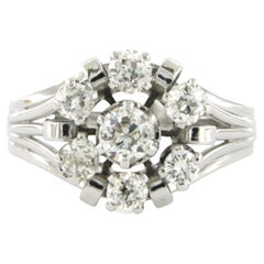ART NOUVEAU Ring with old mine cut diamonds up to 1.00ct platinum