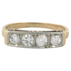 ART NOUVEAU Ring with brilliant cut diamonds up to 0.50ct 14k bicolour gold