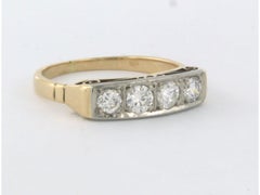 ART NOUVEAU Ring with brilliant cut diamonds up to 0.50ct 14k bicolour gold