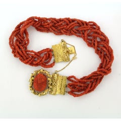 Victorian necklace with coral beads necklace 40 cm long 84.9 grams 14k gold