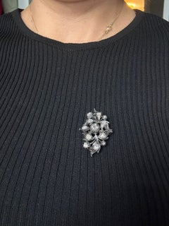 Broche victorienne avec diamants taillés en rose jusqu'à 1,00ct 14k or et argent