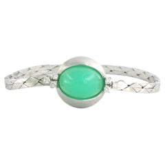 14k gold bracelet with chrysophrase and brilliant-cut diamonds up to 0.30ct