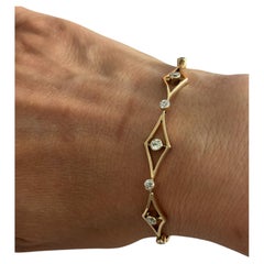 Antique Bracelet with old mine cut diamonds up to 1.00ct 14k gold 9.7 grams