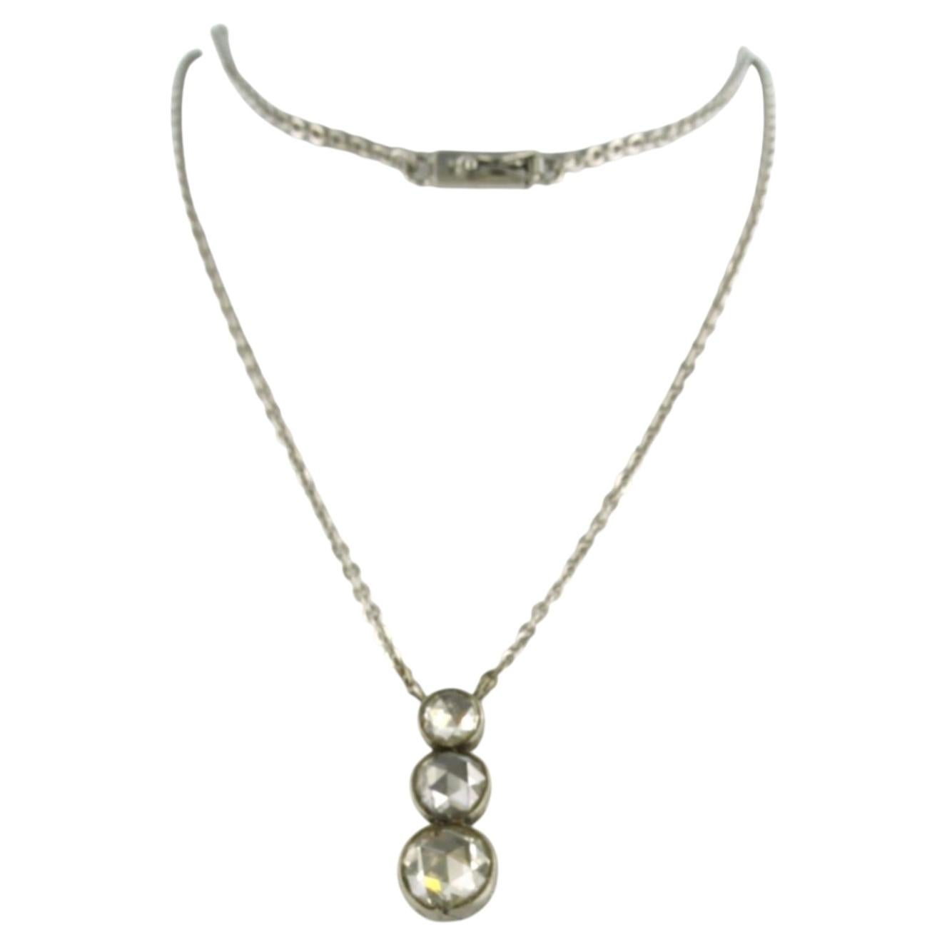 VICTORIAN Necklace with rose cut diamonds up to 2.50ct 14k gold 5.5 grams