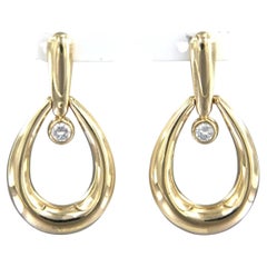 Modern Earrings with brilliant cut diamonds up to 0.25ct 14k gold 9.3 grams