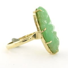 14k yellow gold ring set with jade – 6.2 grams - ring size U.S. 6.5 – EU. 17(53)