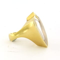 MUNSTEINER ring with rutiel quartz and square cut diamond up to 0.10ct 18k gold