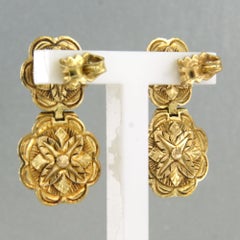 Ohrringe im viktorianischen Stil mit Diamanten im Rosenschliff bis zu 0,50 ct, 18-karätiges Gold, Silber, 10,7 Gramm