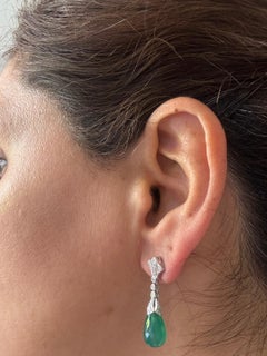 14k gold earrings with chalcedony and single cut diamond total 0.34ct 5.5 grams