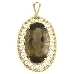 14k yellow gold pendant with smoky quartz, up to 60.00ct 21.3 grams