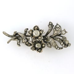 Victorian 14k Gold & Silver Branch Brooch with 2.00ct Diamonds, 1880
