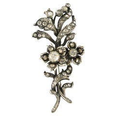 Victorian 14k Gold & Silver Branch Brooch with 2.00ct Diamonds, 1880