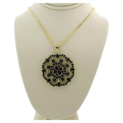 Antique 14k Yellow Gold Garnet Pendant Necklace, Circa 1880, 12.4g