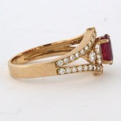 Ring with ruby and brilliant cut diamonds up to 0.64ct 18k gold 4.5 grams