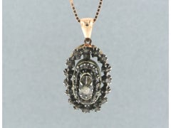 collana e pendente con diamanti taglio rosa fino a 0,10ct in oro e argento 14k