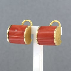 Earrings with Coral - 13.1 grams - 18k yellow gold
