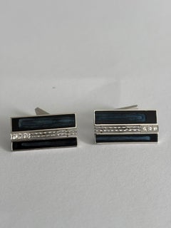 Gemelos con sardónice azul y diamantes talla brillante de hasta 0,20 ct Oro de 18k