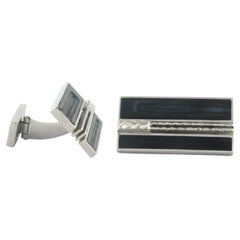 Gemelos con sardónice azul y diamantes talla brillante de hasta 0,20 ct Oro de 18k