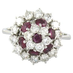 18k White Gold Ruby and Diamond Cocktail Ring, 1.50ct, Size 7.5