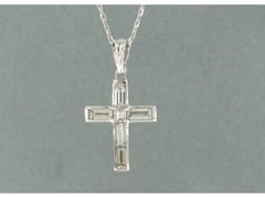 Necklace and cross pendant with baguette shaped diamonds up to 1.73ct 18k gold