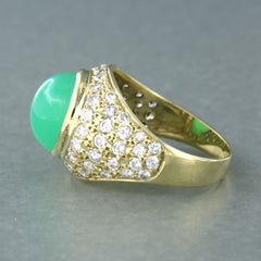 Ring with chrysophrase and brilliant cut diamonds up to 1.50ct 14k gold 5.1 gram