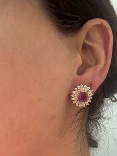 Orecchini con rubino e diamanti taglio brillante fino a 2,00ct Oro 18k 9,3 grammi