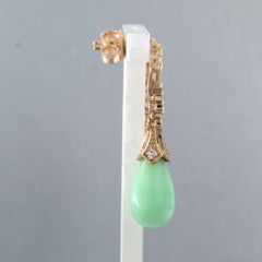 Ohrringe mit Zitronen-Chrysopras und Diamanten im Einzelschliff bis zu 0,36 Karat, 14-karätiges Gold