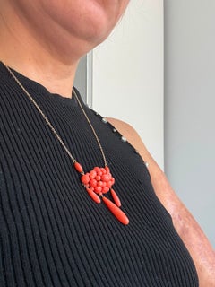 High Victorian necklace with coral 14k gold 11.8 grams