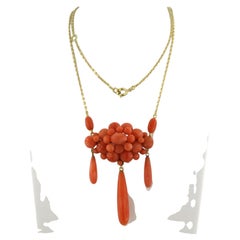 High Victorian necklace with coral 14k gold 11.8 grams