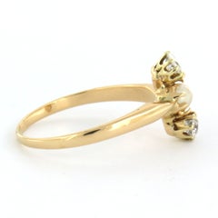 Ring with pearl and old mine cut diamonds up to diamonds up to 0.30ct 14k gold