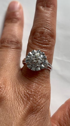 Art Nouveau Ring with rose cut diamonds up to 0.25ct 5.0 grams 18k gold